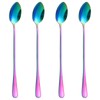 Guduling 4 Pcs Rainbow Sundae Spoons,Rainbow Teaspoons,Coffee Spoon,Stainless Long Handled