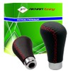 akhan SK408 Gear Knob Faux Leather Black with Red Stitching