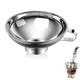 Canning Funnel, Stainless Steel Wide Mouth Funnel, Wide-Mouth Kitchen Funnel for Transferring Fluid, Oil, Powder, Beans and Jam (Silver/5"w)