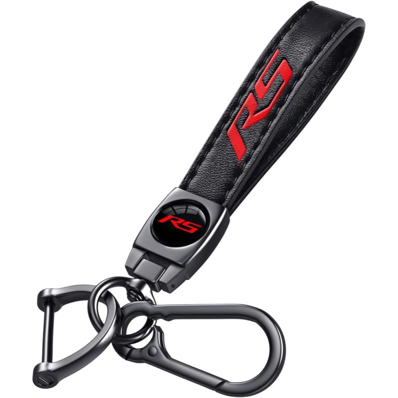 Genuine Leather Car Keychain for Chevy Camaro RS Key Ring
