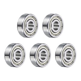 sourcing map 5pcs 604ZZ Deep Groove Ball Bearings 4 x 12 x 4mm High Carbon Steel Double Shield Bearings for Electric Motor, Home Appliances, Garden Machinery, Silver Tone