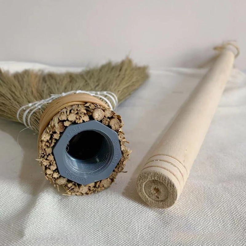 Alipis Straw Soft Broom Detachable Handle Hand Broom Rustic Farmhouse