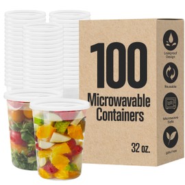 SQUATZ 100 Microwavable Food Container - 32oz Translucent Meal Box Storage with Lids, Ideal for Storing Soups, Condiments, Sauces, Dressing, Salads, Fruit, Baby Food, Healthy Snacks, and Leftovers