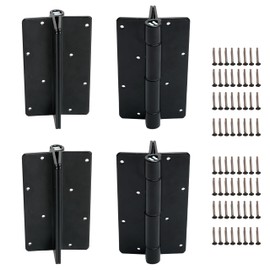 5 3/4” Self Closing Aluminum Gate Hinges Fence Gate Hinges for Metal Vinyl Iron Wood Gates, Pool Gate Hinges Self Closing Force Adjustable Spring Loaded Hinges 4PCS
