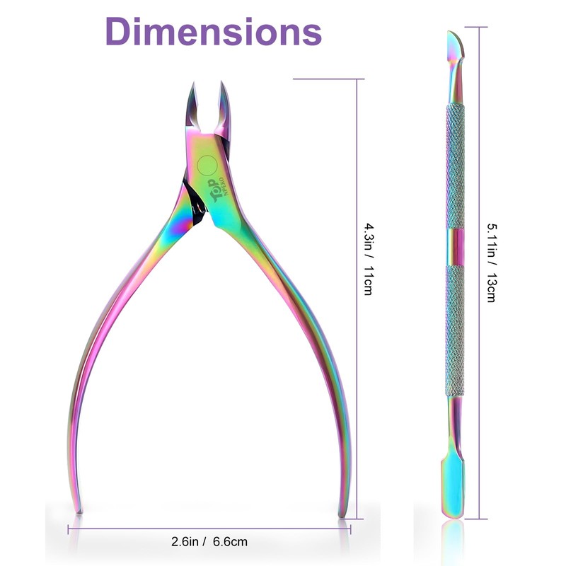 Cuticle Cutter with Cuticle Pusher, 2pcs Premium Stainless Steel Cuticle
