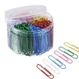 Akaaka Color Clips, Large Capacity, Case Included, Document Classification, Office Supplies, Paper Clips, File Organization, Office, School, Home, Multicolor Set (2.0 inches (50 mm) 300 Pieces)