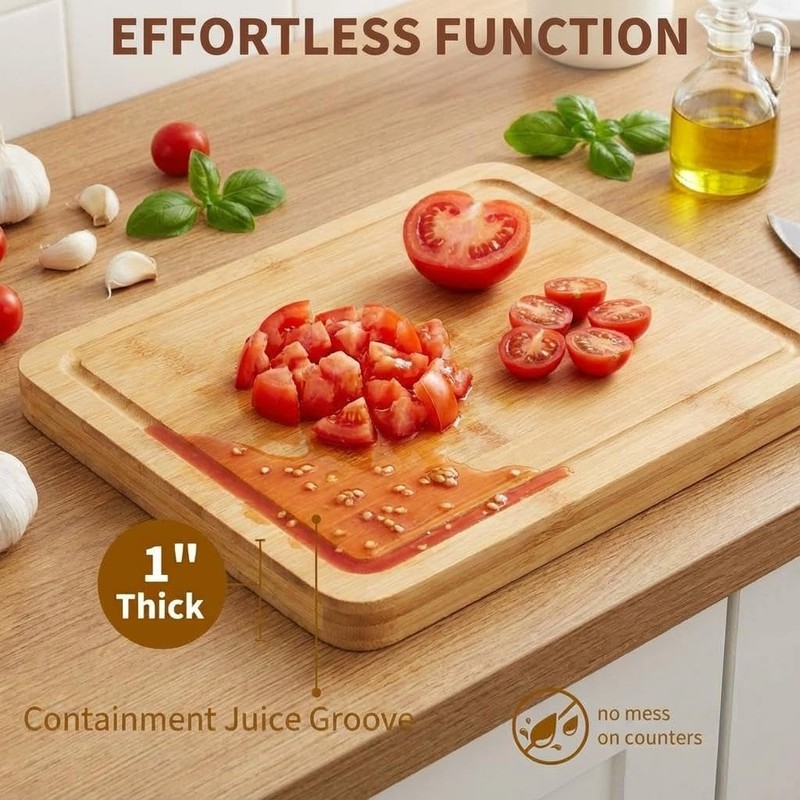 DYTesa Bamboo Cutting Board 16x10x1 inch with Juice Groove -