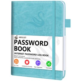 Elegant Password Book with Alphabetical Tabs - Hardcover Password Book for Internet Website Address Login - 5.2" x 7.6" Password Keeper and Organizer w/Notes Section & Back Pocket (Turquoise)