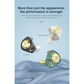 KYUHEEO TRN MT1 PRO Earbuds HiFi in Ear Headphones, 10mm Magnetic Circuit Dynamic Dual Driver Ear Monitors with Detachable 2Pin Cable for Musician Drummer Gaming(Clear,with Mic)