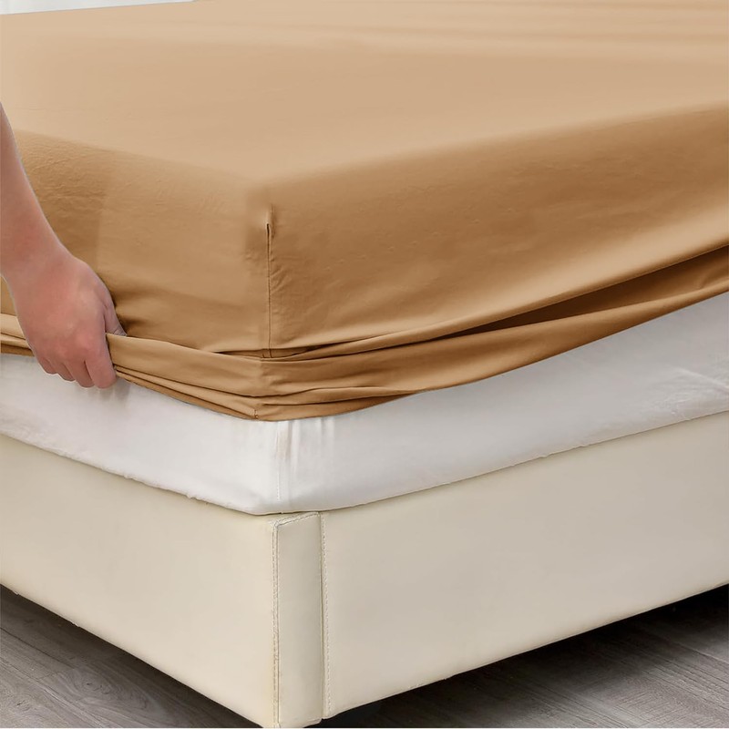 AL NOOR HOME Premium Beige Fitted Sheet - 100% Pure