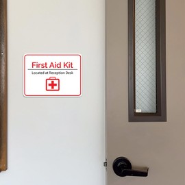 Classic Framed Plus First Aid Kit Located at Reception Desk Door or Wall Sign | Workplace Safety & First Aid - Small