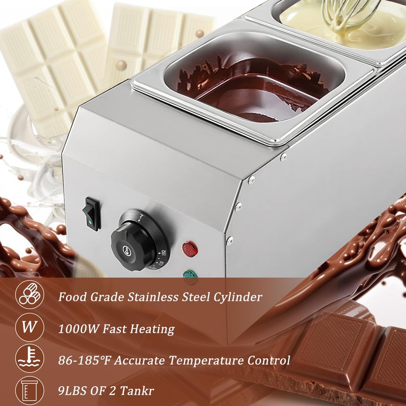 Chocolate Melting Pot, 9 Lbs 2 Tanks Chocolate Tempering Machine