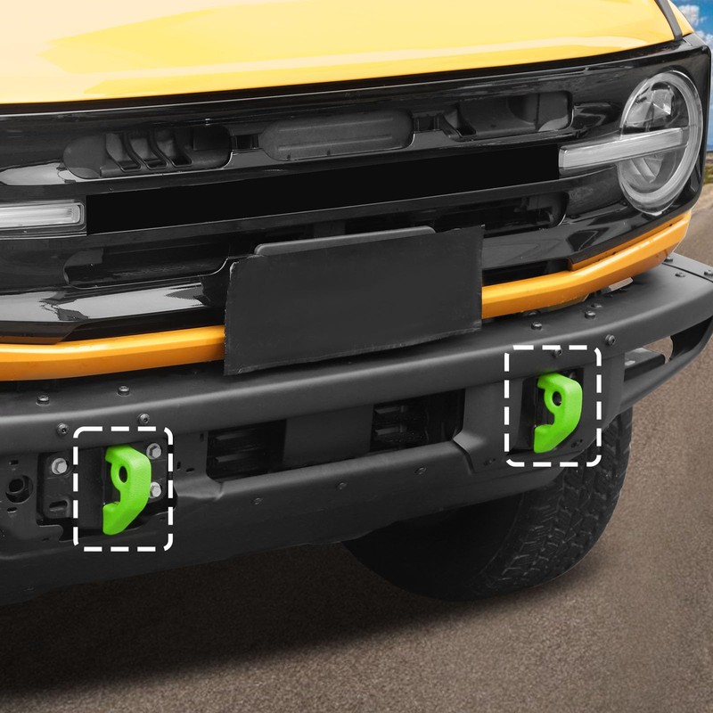 Jimen Fit for Ford Bronco 2021-2024, 2PCS Front Bumper Tow