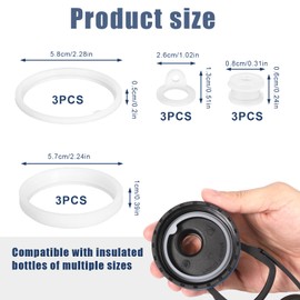 NQEUEPN 12pcs Water Bottle Gasket Replacement, Silicone Sealing Ring Gaskets Silicone Gasket Replacement for Thermoflask 24/32/40/64oz Water Bottle Lids, Chug Lid, Chug Spout, Vent Hole