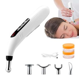 COTIACCV Pluma de Acupuntura Electronica, 5 en 1 Bolgrafo Electrnico de Masaje de 9 Engranajes, Recargable por Usb, Larga Duracin Uso con Carga...    