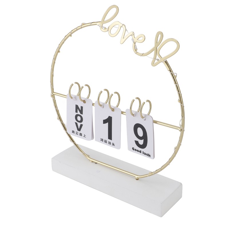 Metal Desk Calendar Modern Creative Tabletop Flip Calendar with LED