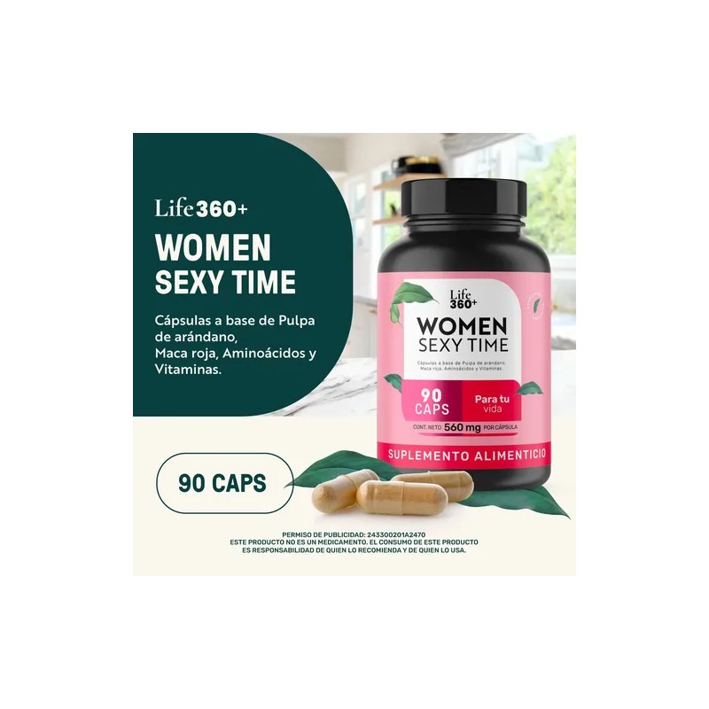 Maca Roja Vitaminas Life360+ Women Sexy Time 90 Cápsulas Sabor