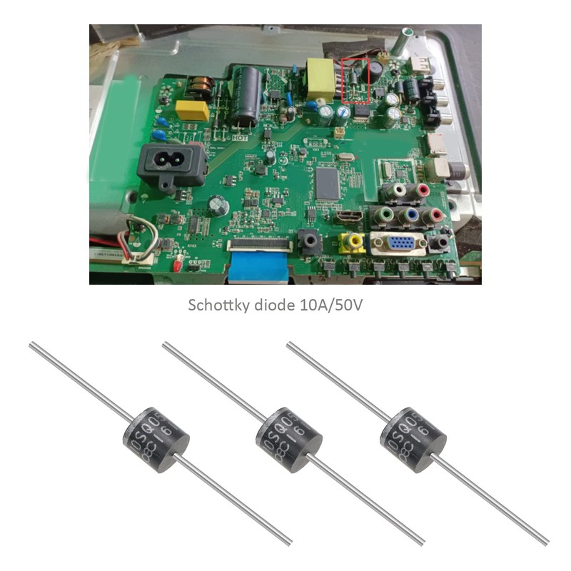 YINETTECH Schottky Diode 10A 50V Axial 10SQ050 for Solar Panel