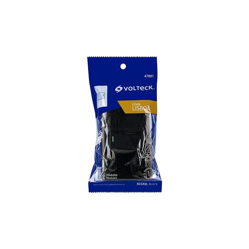 Volteck Apse15 Placa Armada Negra Interruptor Sencillo Línea Lisboa