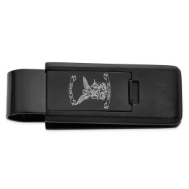 Unbranded Stainless Steel Black IP Lasered St. Michael Flip Money Clip