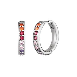 Engelsrufer ERE-WARM-CR-21 Rainbow Women's Creole Earrings with Zirconia in Sterling Silver Multicolour, Sterling Silver, Cubic Zirconia