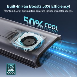 PHIXERO PhiBox pro 40Gbps SSD Enclosure with Cooling Fan, Tool-Free and Compatible with USB4, Thunderbolt 3/4, M-Key B+M Key(2-in-1 Cable)