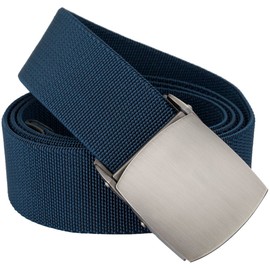 KYEYGWO Elastic Web Belts for Men Woman, Stretch Nylon Waist Belt with Pressing Alloy Buckle, Navy