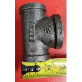 Unbranded 1" x 1" x 1-1/4" Ductile Iron Bull Head Tee Class 300 Female NPT Threaded Pipe
