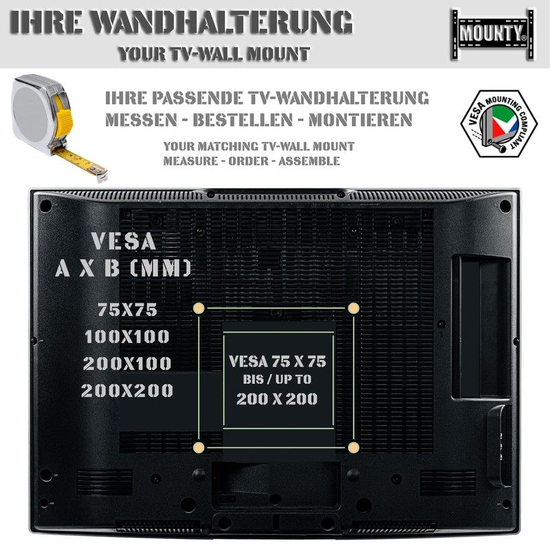 MOUNTY TV Wandhalterung neigbare TV Halterung bis 30 kg belastbar