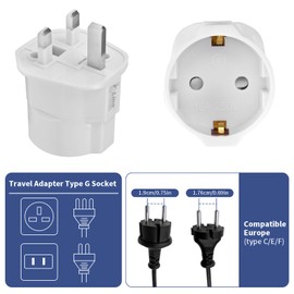 Adaptor England Germany Plug UK Adapter 3 Pieces Socket Adapter England Type G Travel Adapter Socket for England/Scotland/Ireland/Dubai/Maldives
