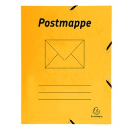Exacompta 55849B Post Folder Made of Robust Plastic with 3 Inner Flaps DIN A4 with 2 Elastic Bands Yellow Juris Folder Document Folder for Office and School.