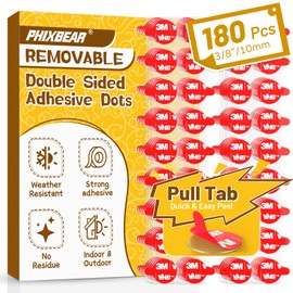 PHIXBEAR 180 Pcs Removable Mounting Putty, Strong Double Sided Glue Adhesive Dots Clear Museum Sticky Tack for Action Figures Wall Hanging No Residue, 3/8"