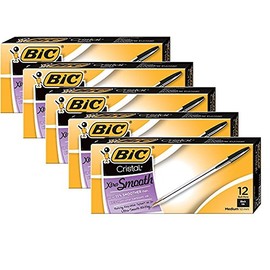 Cristal Xtra Smooth Ball Pen 12Count Medium Point 1.0mm Black, 5-DOZEN (MS11BK)