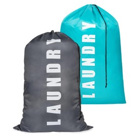 Laundry Bags for Travelling, 2 Pcs Large Laundry Bags, Durable Laundry Storage Bag, Clothing Classify Drawstring Laundry Bag Suitable for Home, Travel, Camping (Blue, Grey)