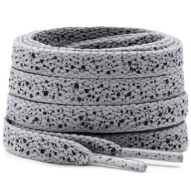 DELELE Print Flat Shoelaces for Sneakers: 55 inch Grey Black Athletic Shoe Laces 2 Pair