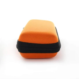 Eyeglass Case, Urethane Semi Hard Case, Square (Zipper Type with Hook) Orange