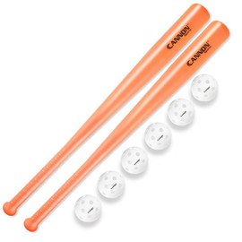 Cannon Sports Baseball and Softball Skills Development Set - 29.5-inch Plastic Bat and Six 9-inch Plastic Balls - Color: Orange