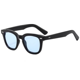 YAMEIZE Retro Round Sunglasses for Women - Men Vintage Small Circle Sunglasses Classic 90s Round Sun Glasses UV Protection (Black Blue)