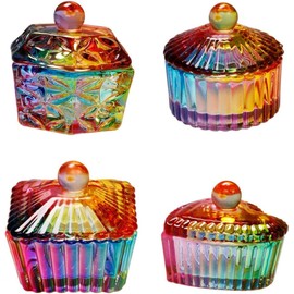 Plato de monómero de vidrio para decoración de uñas, set de 4 piezas, multifunción, para mezclar líquidos y lavar pinceles, uso en manicura