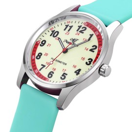 SUDESMO Watch for Medical Nurse Watch Various Scrub Colors Watch with Easy to Read Dial Waterproof Watch Silicone Watch Full Luminous Dial Second Hand and 24 Hours Watch for Women Men(Green)