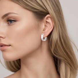 925 Sterling Silver Simple Fashion Small Chunky Women's Earrings Small Chunky Earrings, Hoop Hypoallergenic Design, Jewelry Gifts