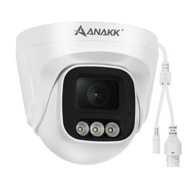 Anakk Security Camera Set, Dedicated Camera, Security Camera, Outdoor, Wireless, 5 Megapixels, 130° Wide Angle, IP67 Waterproof, Dome-Shaped, Wifi, Surveillance Camera, Night Color Shooting, AI Motion