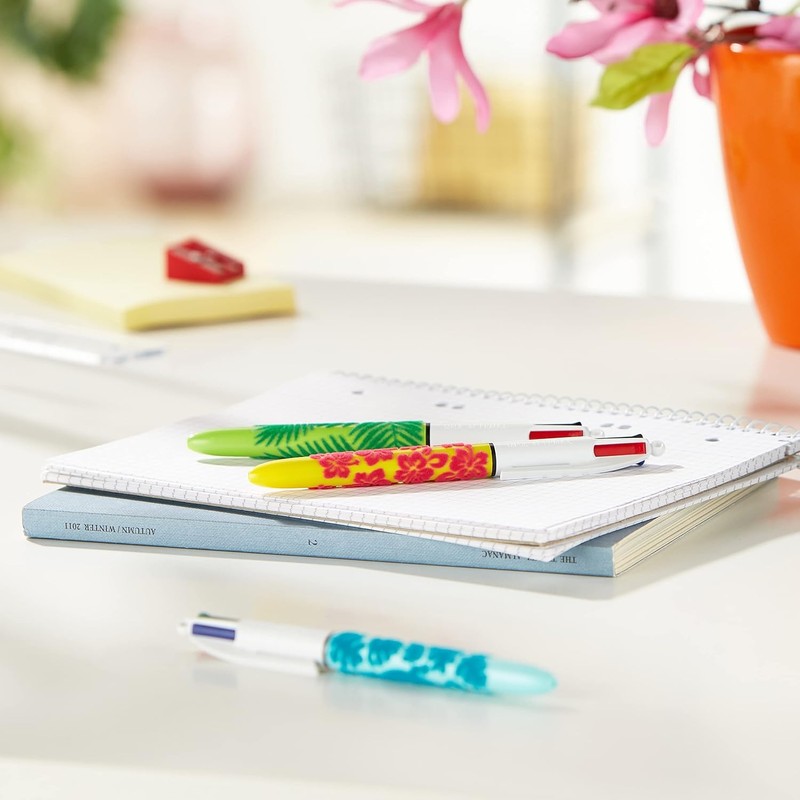 Bic 4 Colours Velour Retractable Multi-Coloured Ballpoint Pens, Medium Point