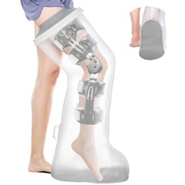Waterproof Extra Wide Full Leg Cast Cover for Shower after Knee Surgery with Upgrade Non-Slip Bottom, Watertight Cast Protector for Leg Knee Immobilizer/Brace, Bandage Wounds, Walking Boots, Reusable