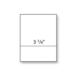 8-1/2'' x 11" Laser Cut Sheet, 24# White Stock, 1 Horizontal Perforation 3-5/8" from Bottom (Carton of 2500)