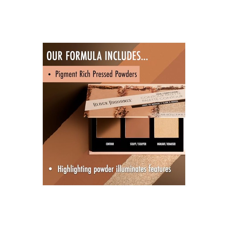 Black Radiance True Complexion Contour Palette, Light to Medium, 0.38