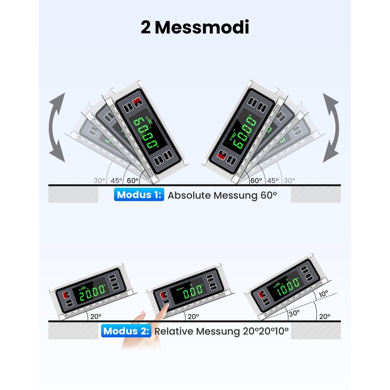 Beaspire Livella Digitale Professionale Magnetica, Inclinometro con Display LED e