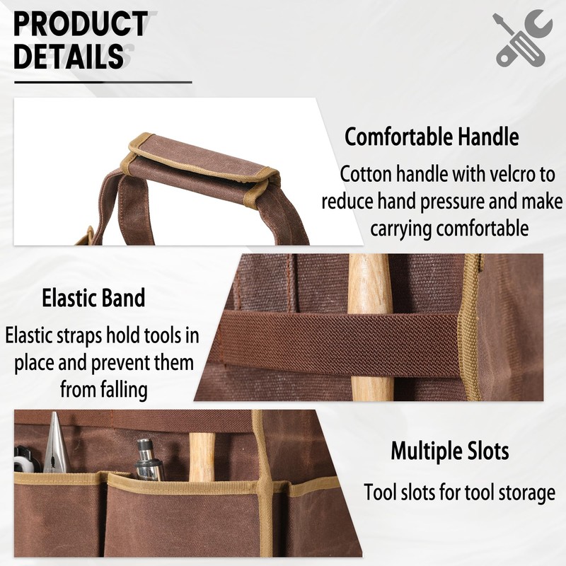 Tool Bag, Heavy Duty 16oz Waxed Canvas Water-Resistant Tool Pouches,