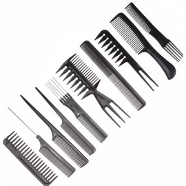 HayWHNKN 10 pcs Set with Pointed Tail Comb Hair Straightening Brush Salon Barbers Combs