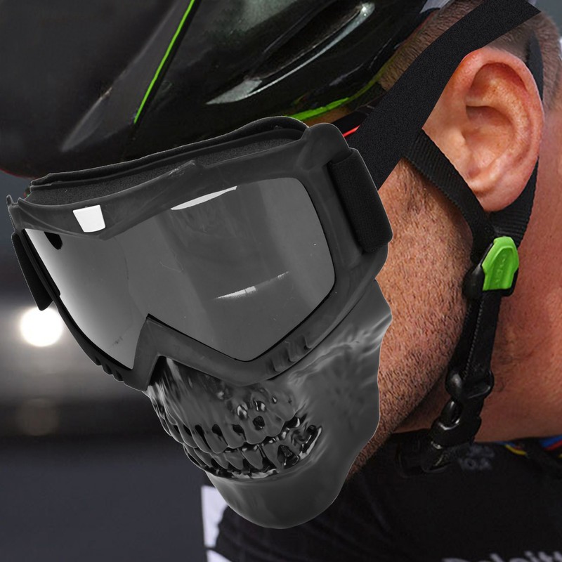 Outdoor Skull Motorcycle Helmet Goggles Face Mask Motorbike Racing Glasses